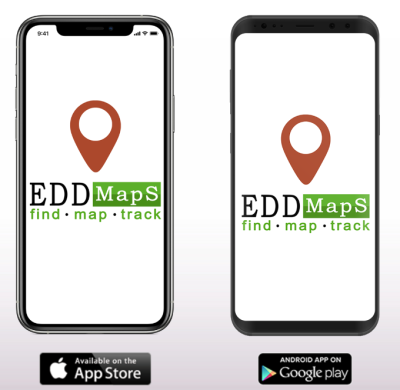 EDDMapS app logo available through Google Play or in the App Store
